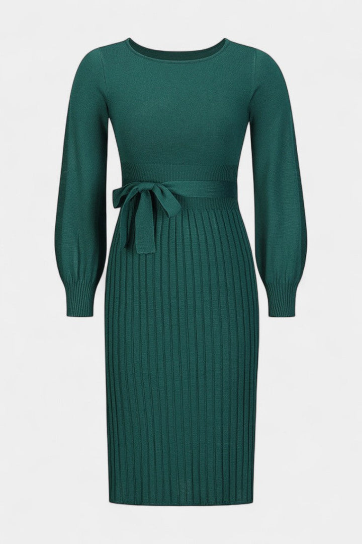 Fleur | Belted Pleated Midi Dress