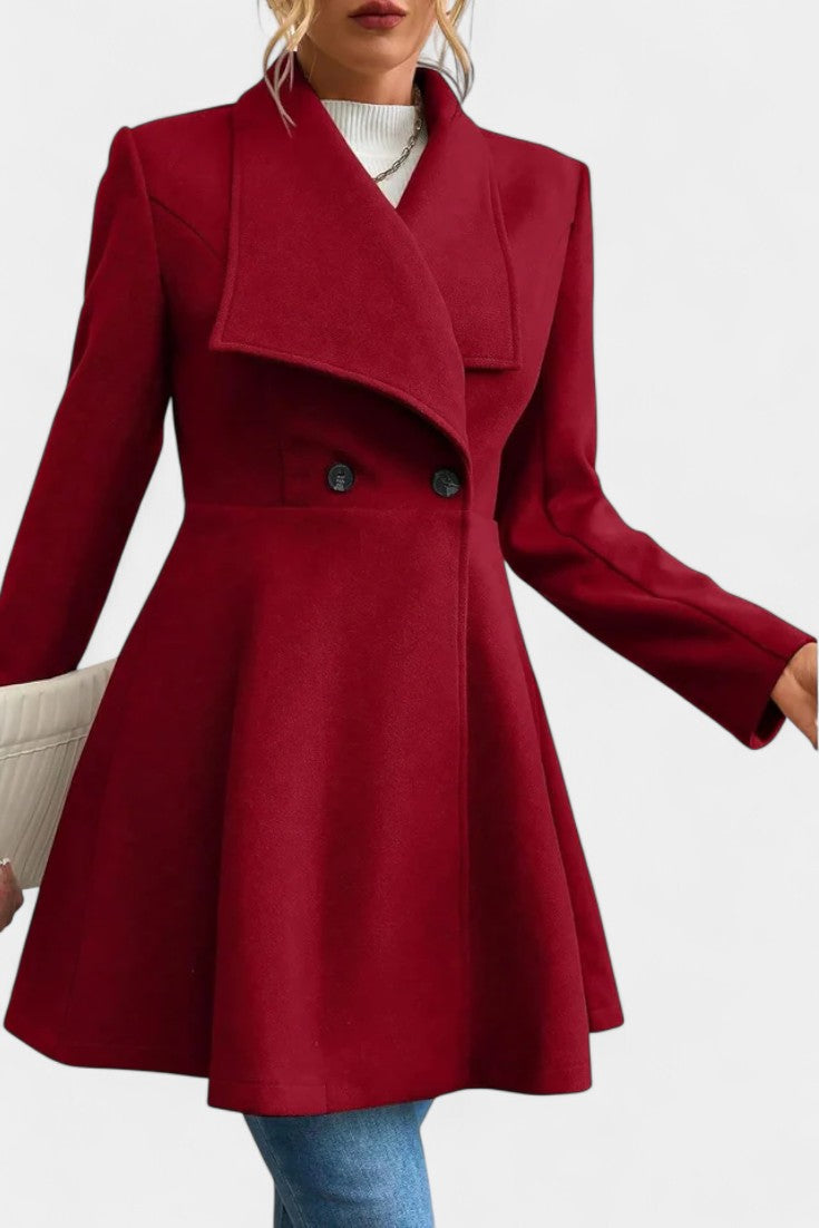 Rosetta | Double-Breasted Peplum Coat with Lapel