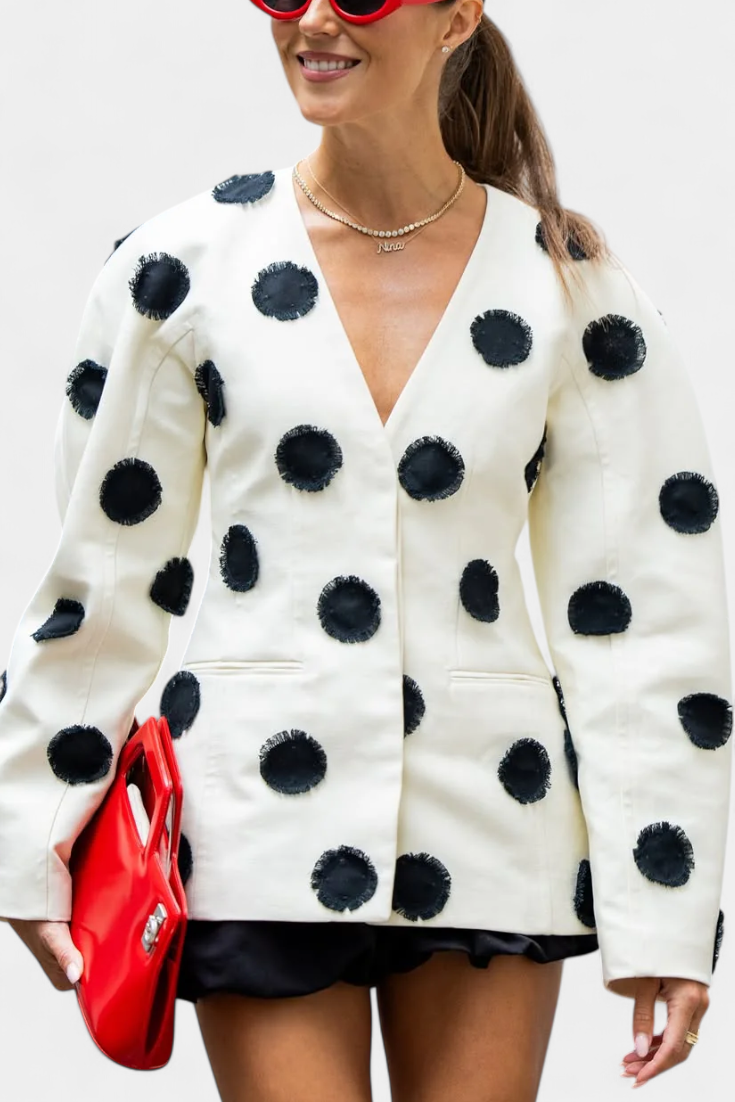 Adrienne | Textured Dot Tailored Blazer