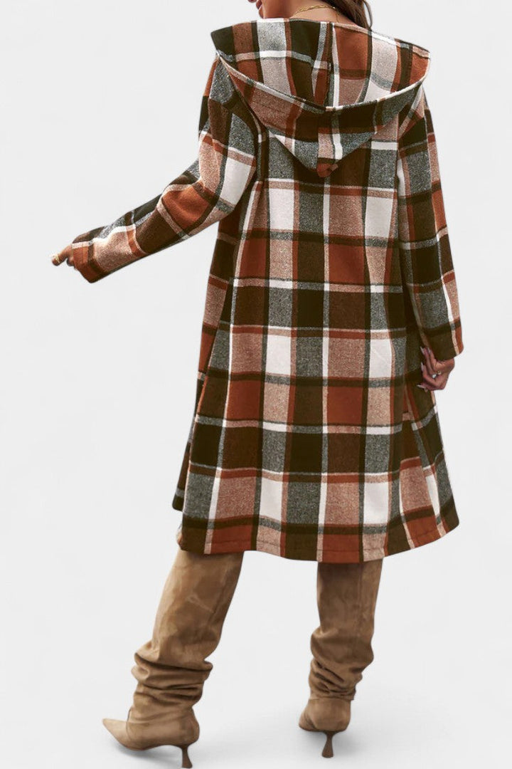 Carys | Hooded Checked Longline Coat