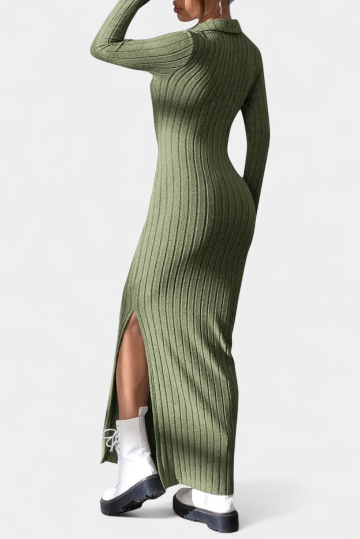 Sophia | Collared Ribbed Maxi Dress