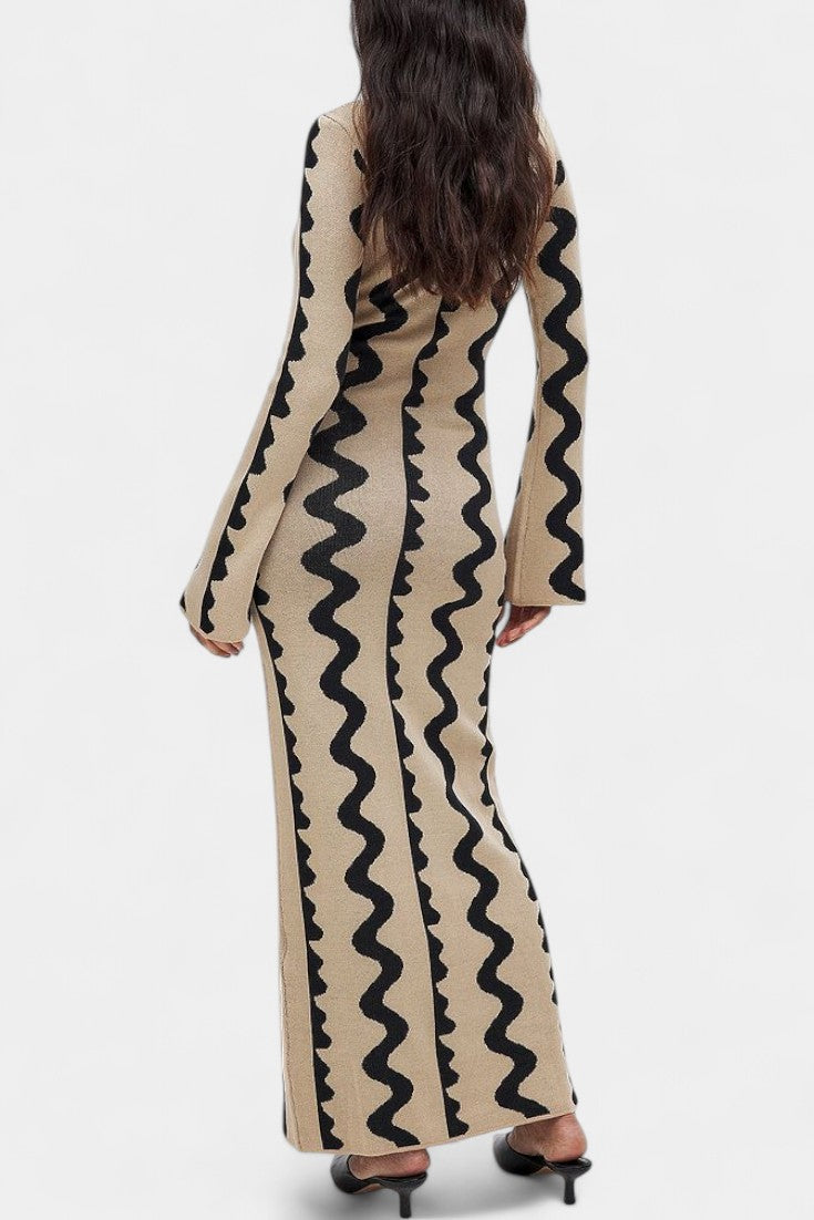 Elaina | Wave-Patterned Maxi Dress