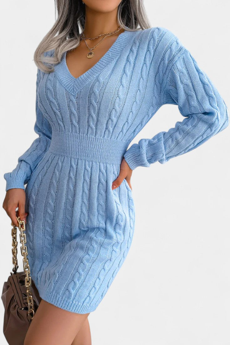 Lucienne | Cable-Knit Mini Sweater Dress
