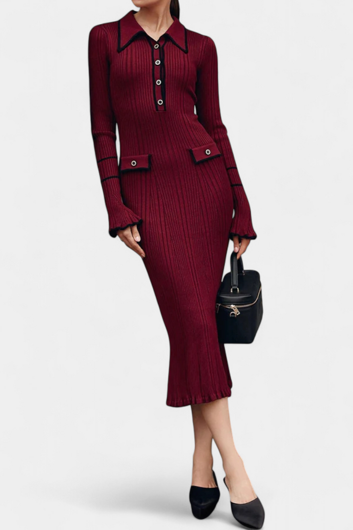 Eleanor | Elegant Ribbed Midi Dress