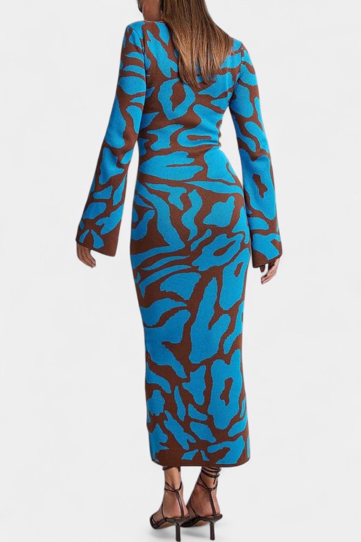 Elaina | Wave-Patterned Maxi Dress
