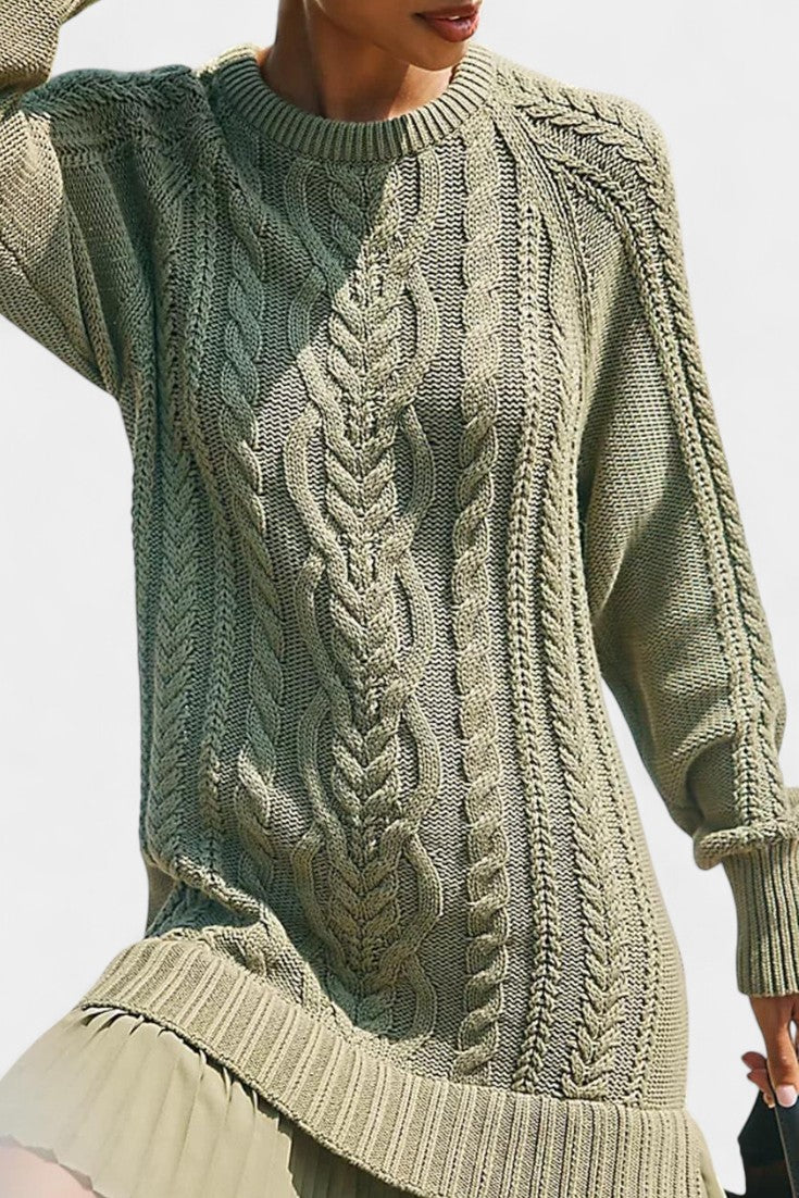 Amabel | Layered Cable-Knit Sweater Dress