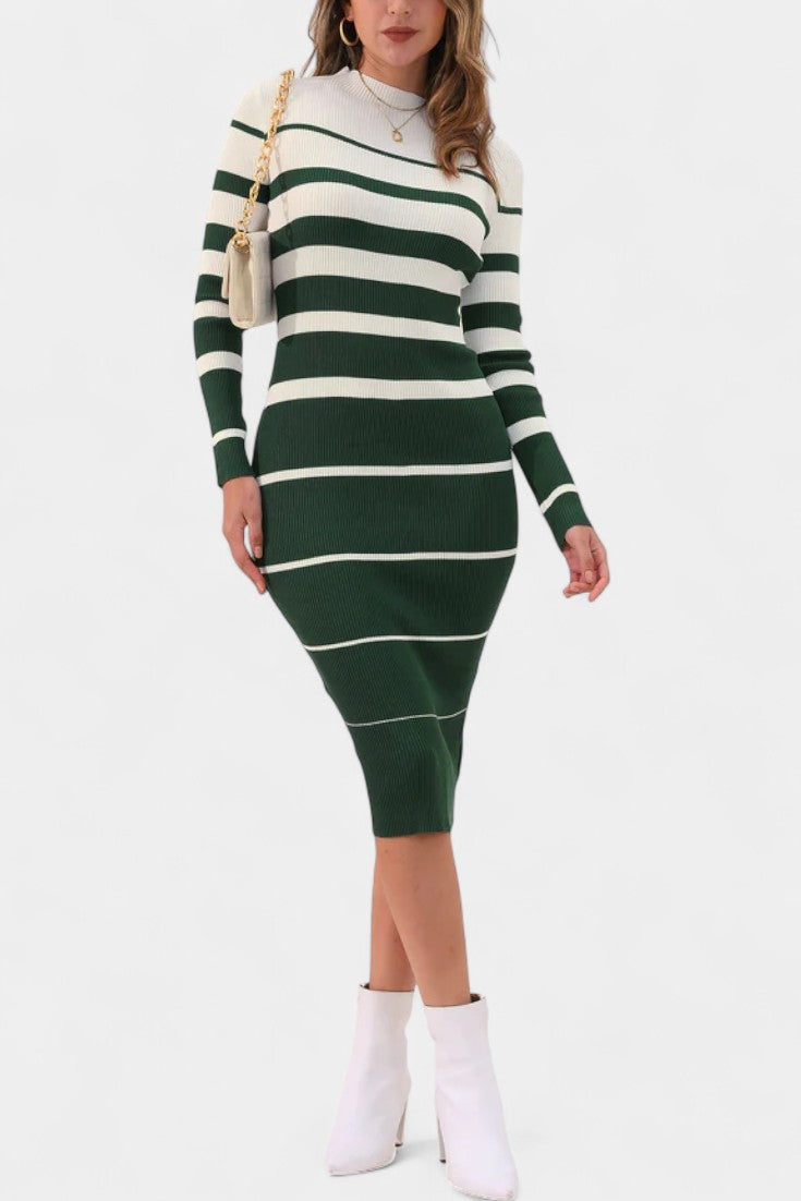 Everly | Striped Bodycon Midi Dress