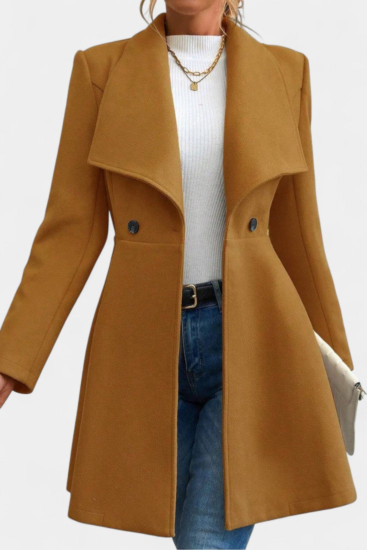 Rosetta | Double-Breasted Peplum Coat with Lapel