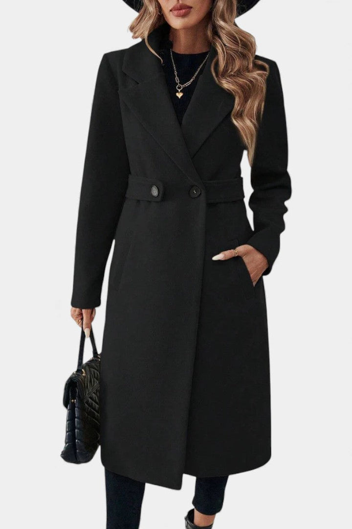 Rowena | Belted Double-Breasted Long Coat