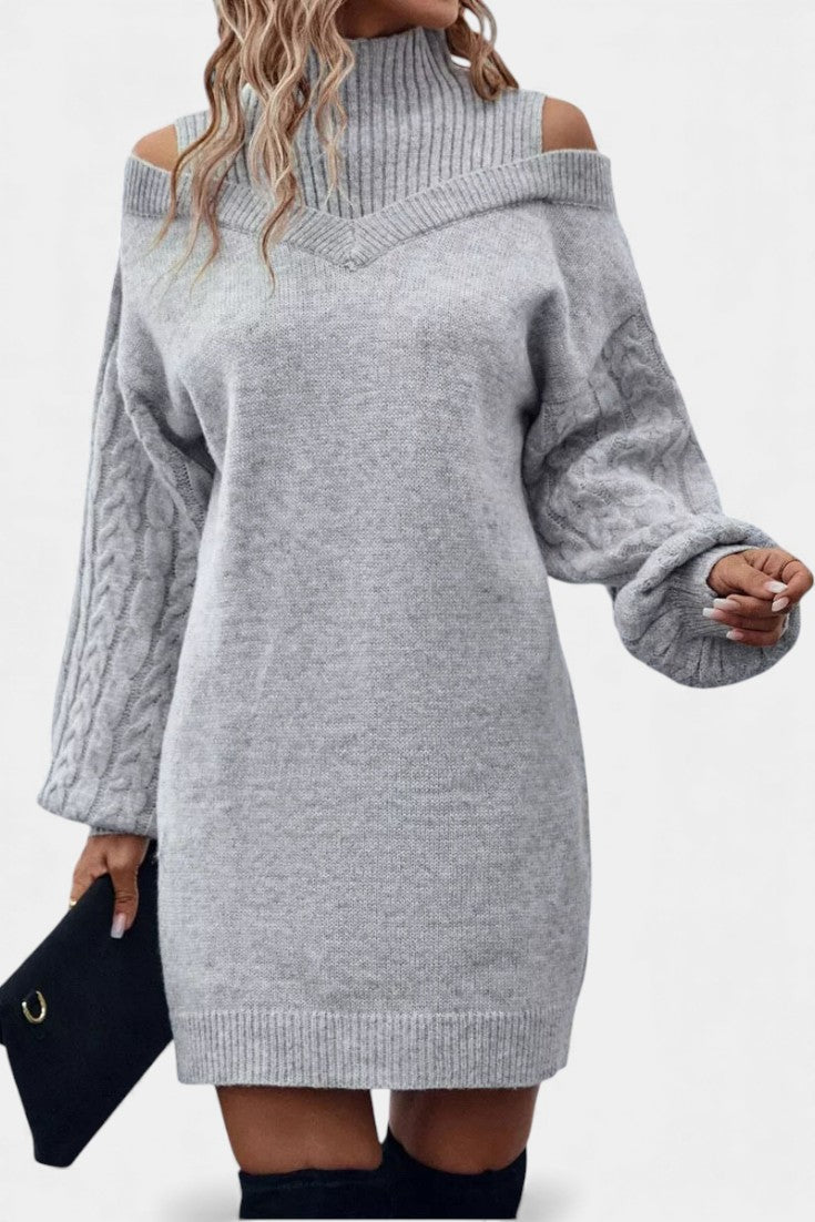 Elodie | Cold-Shoulder High-Neck Jumper Dress