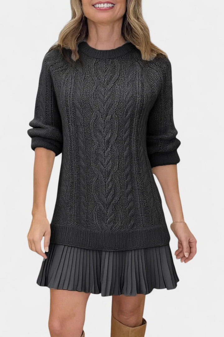 Amabel | Layered Cable-Knit Sweater Dress