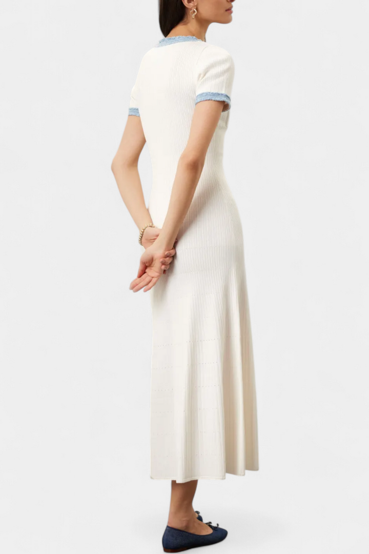 Estella | Ribbed Contrast-Trim Midi Dress