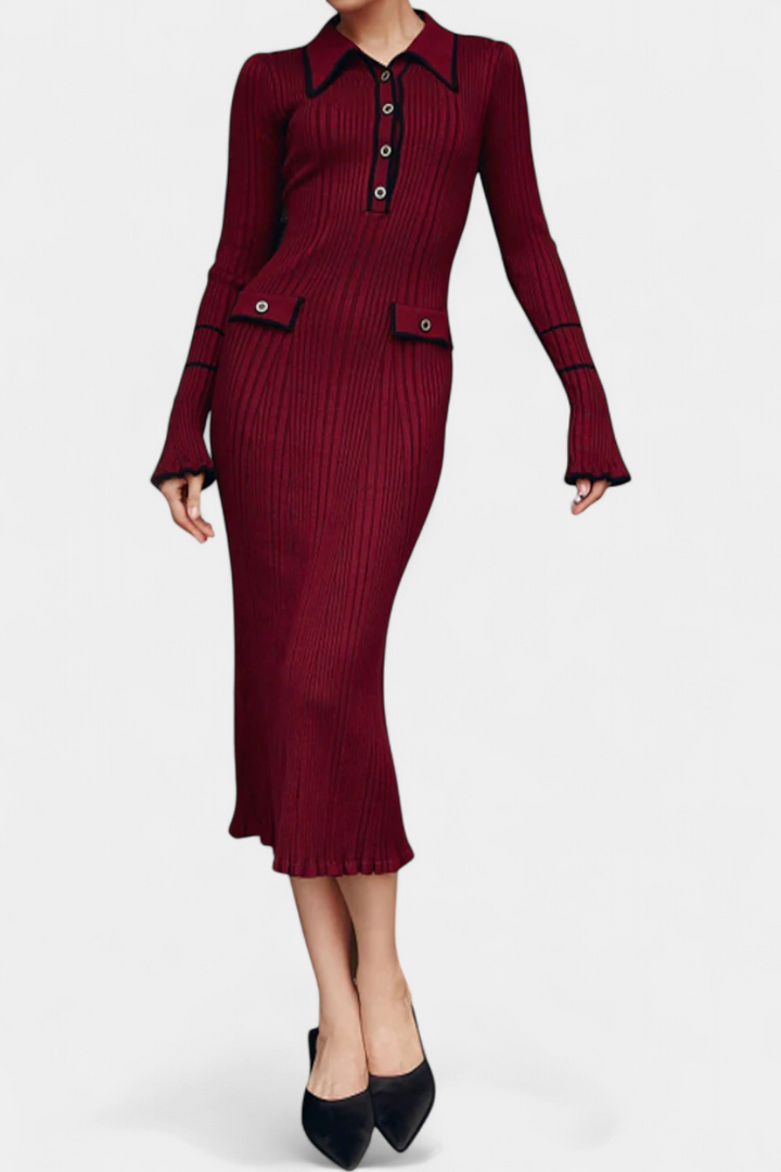 Eleanor | Elegant Ribbed Midi Dress
