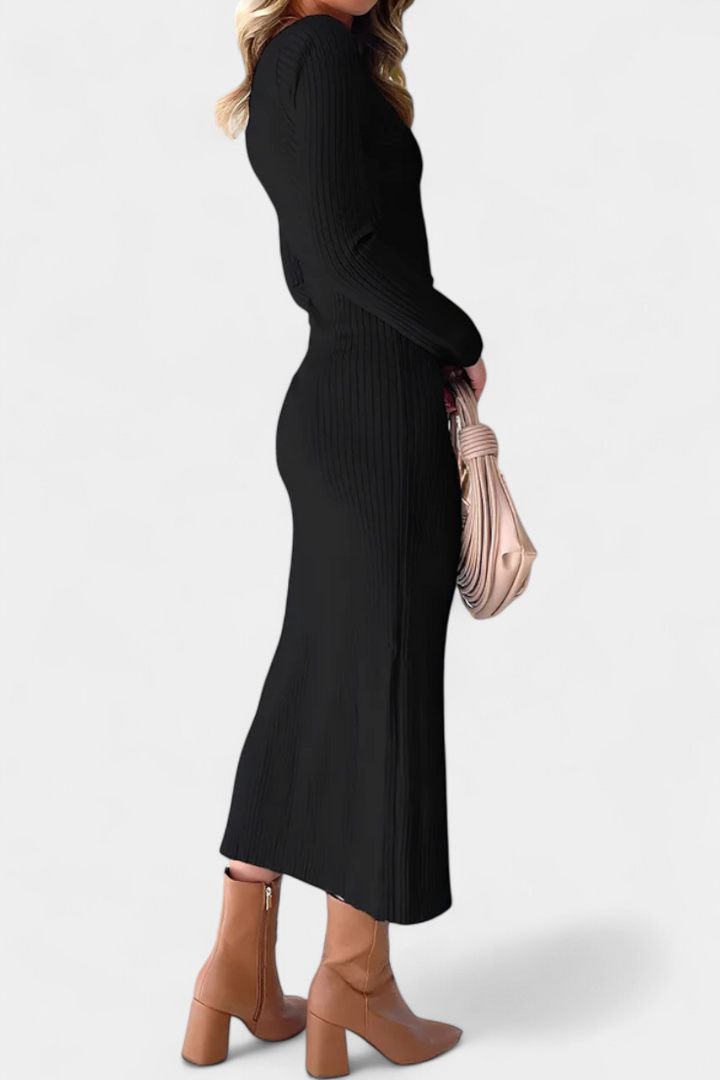Aurelie | Ruched V-Neck Fitted Maxi Dress