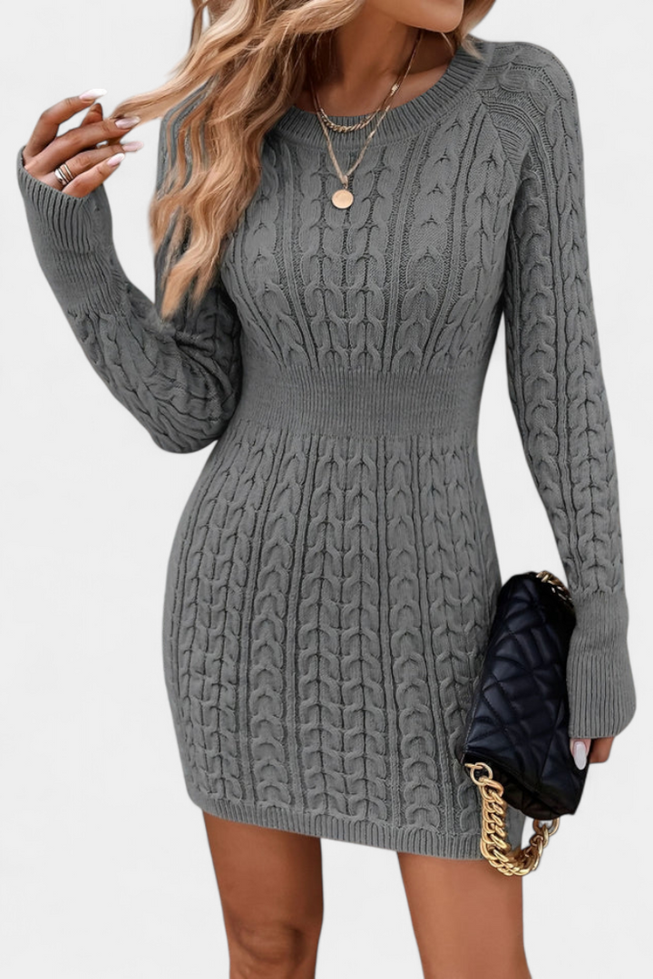 Lisette | Twisted Cable-Knit Fitted Dress