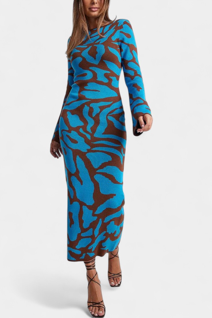 Elaina | Wave-Patterned Maxi Dress
