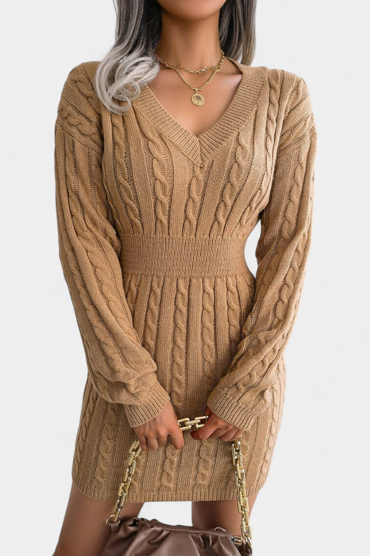 Lucienne | Cable-Knit Mini Sweater Dress