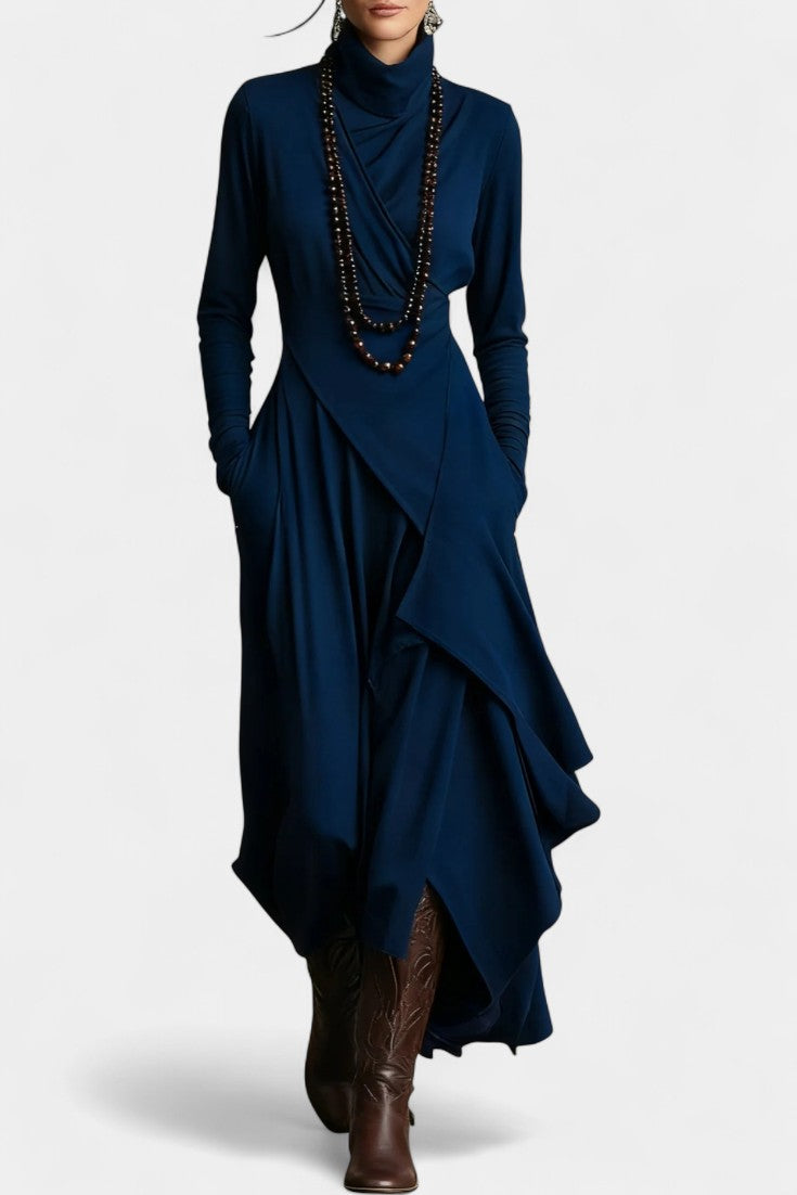 Solène | Draped Asymmetrical Maxi Dress