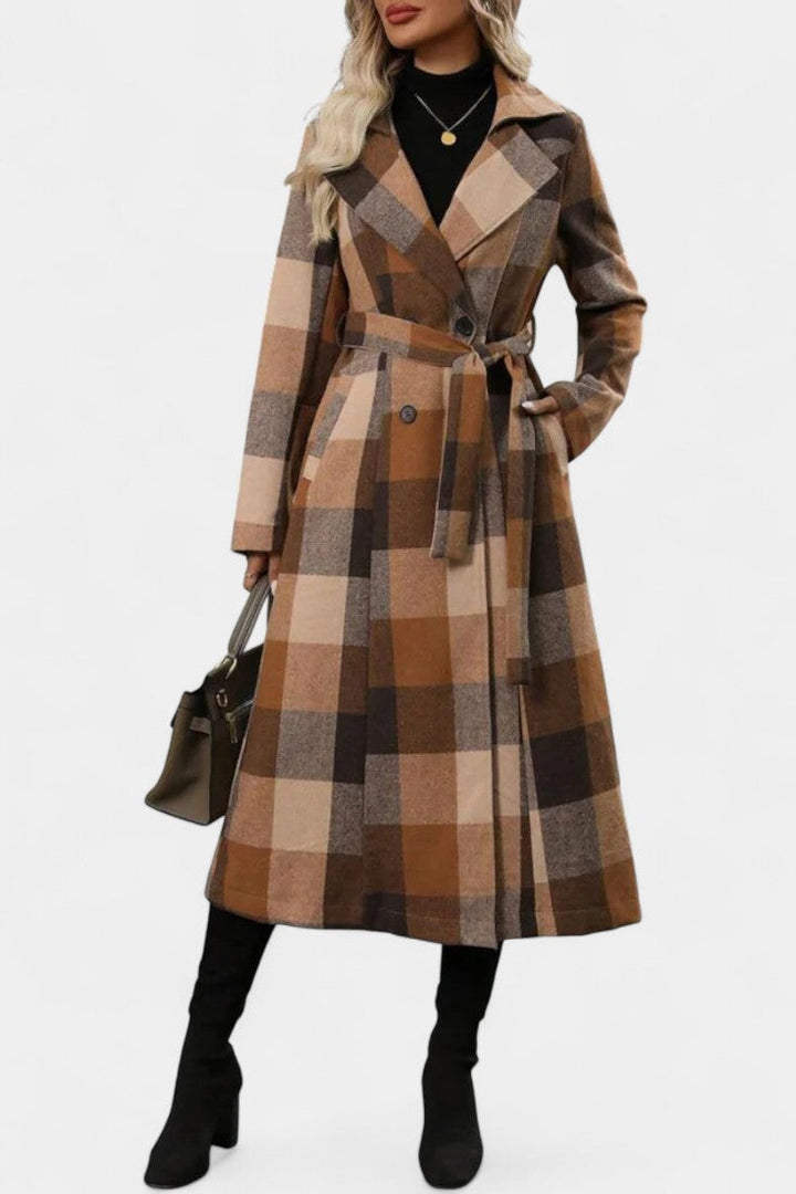 Fabienne | Belted Checked Longline Coat