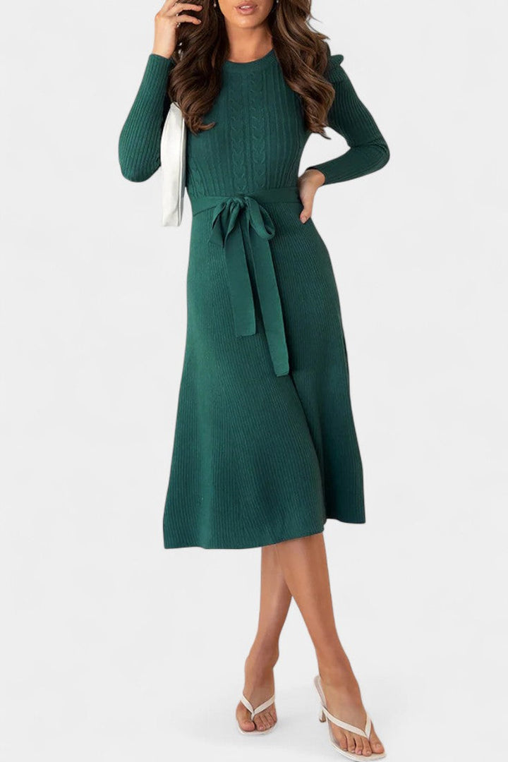 Emmeline | Belted A-Line Midi Dress