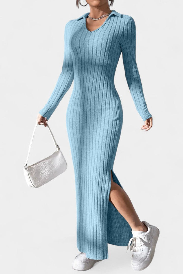 Sophia | Collared Ribbed Maxi Dress