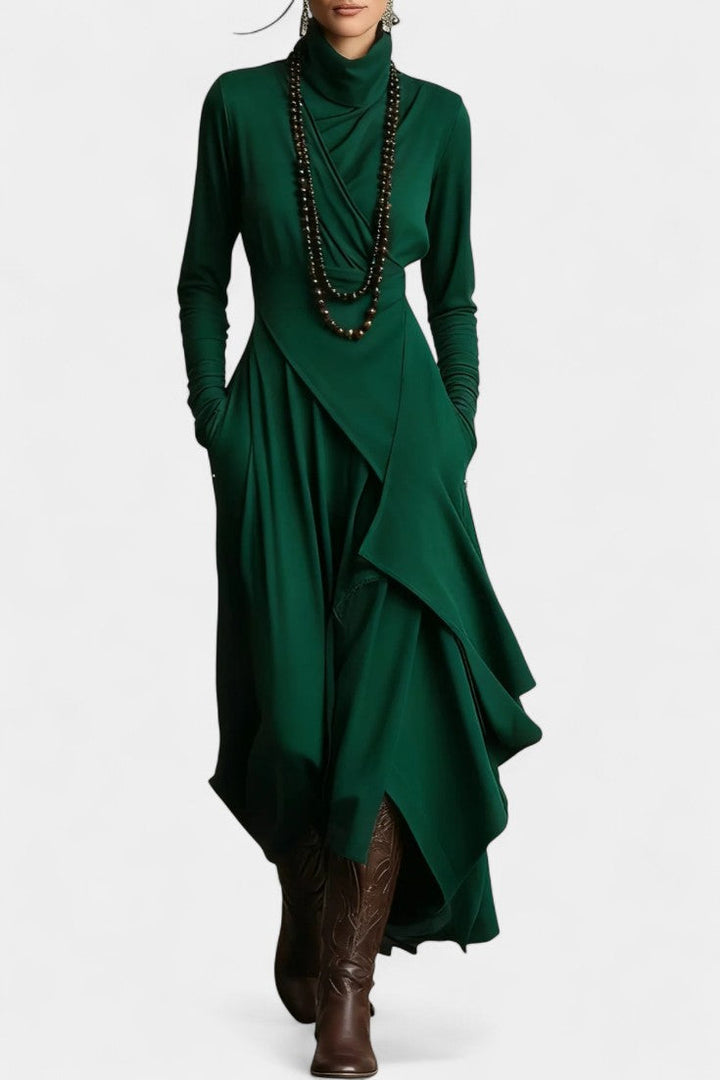Solène | Draped Asymmetrical Maxi Dress