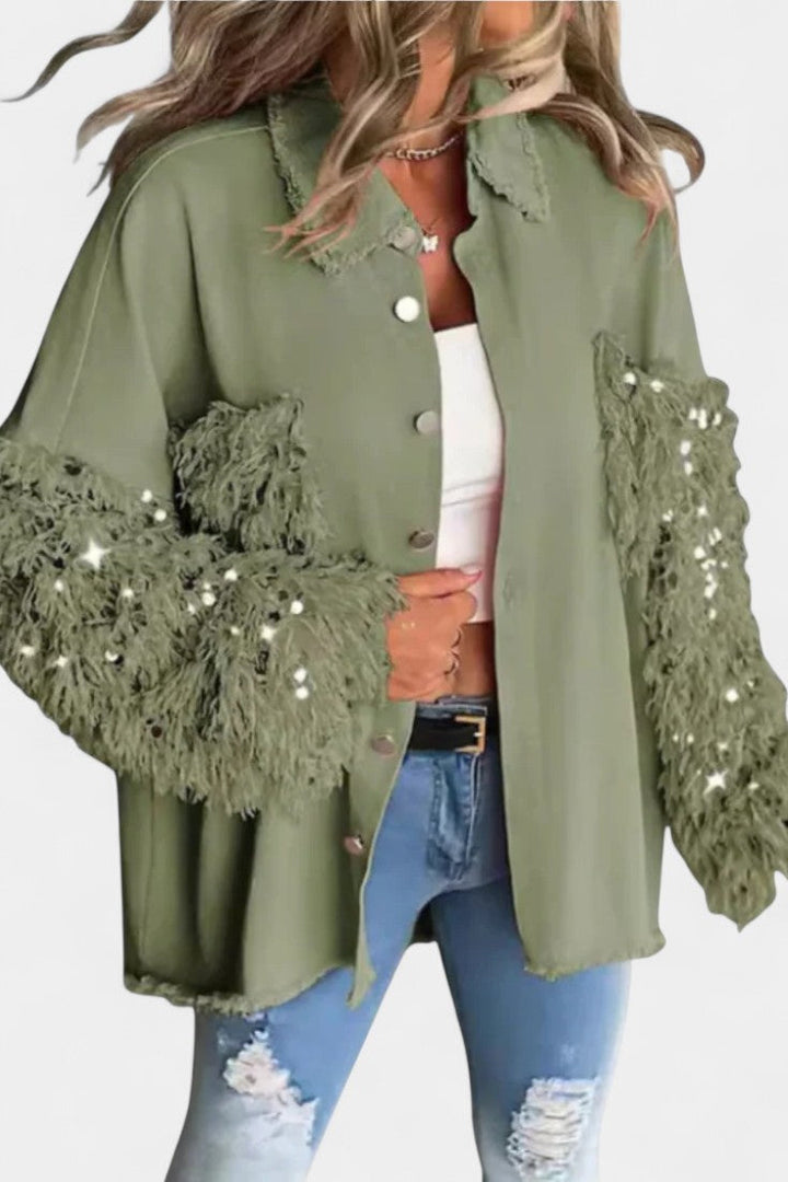 Esther | Oversized Frayed-Hem Statement Jacket