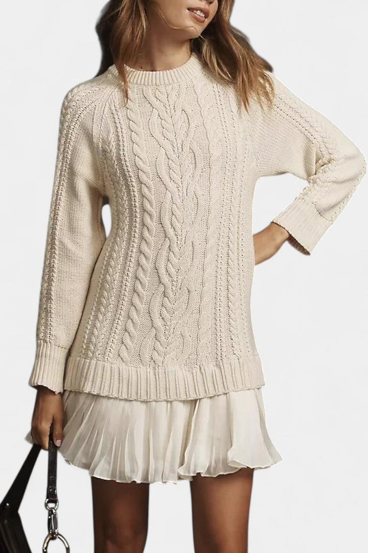 Amabel | Layered Cable-Knit Sweater Dress