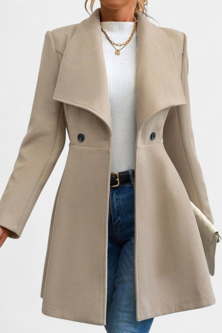 Rosetta | Double-Breasted Peplum Coat with Lapel