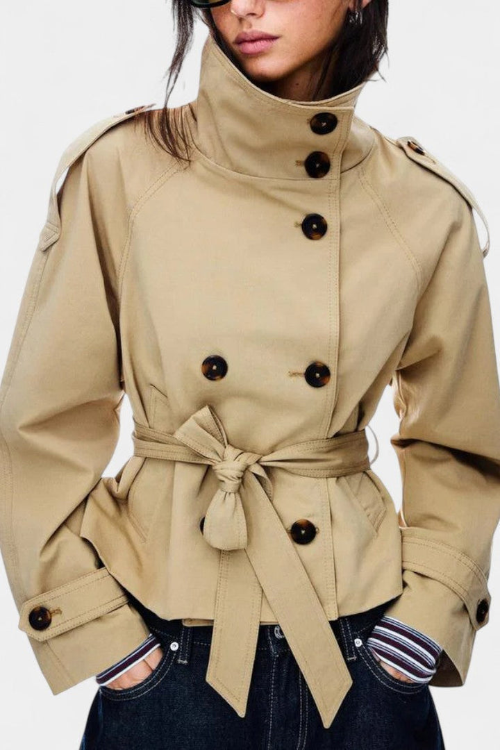 Vivien | High-Collar Belted Trench Coat
