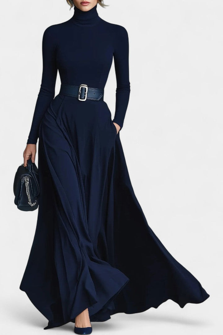 Eloise | High-Neck Flared Maxi Dress