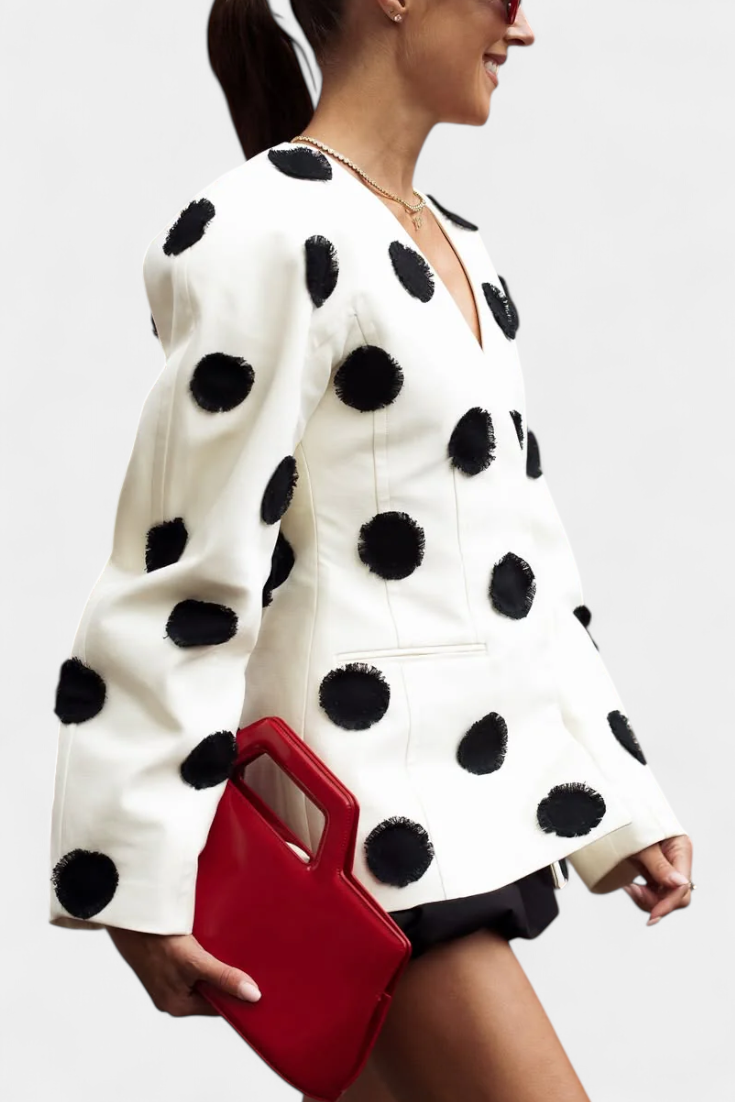 Adrienne | Textured Dot Tailored Blazer