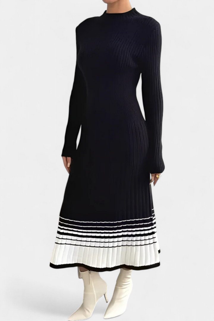 Valentina | Two-Tone Ribbed Midi Dress