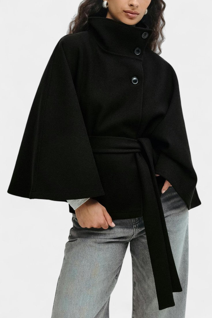 Delilah | High-Collar Belted Cape
