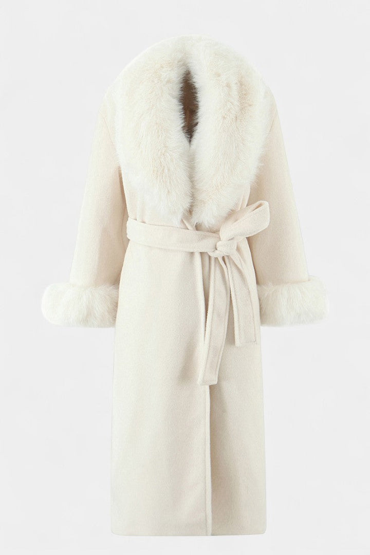 Rosalie | Belted Long Coat with Soft Fur Trim