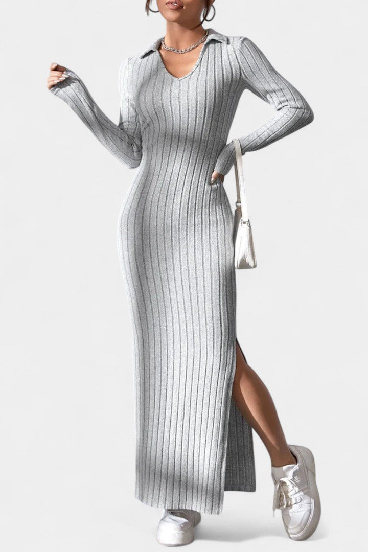 Sophia | Collared Ribbed Maxi Dress