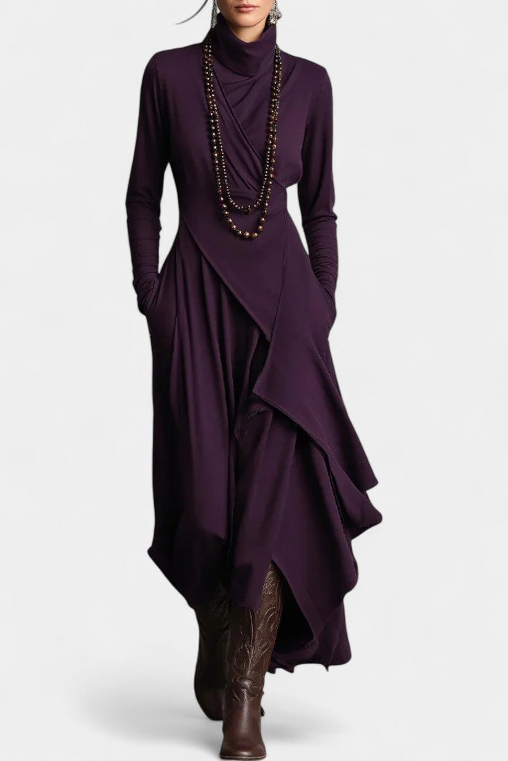 Solène | Draped Asymmetrical Maxi Dress