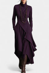 Solène | Draped Asymmetrical Maxi Dress