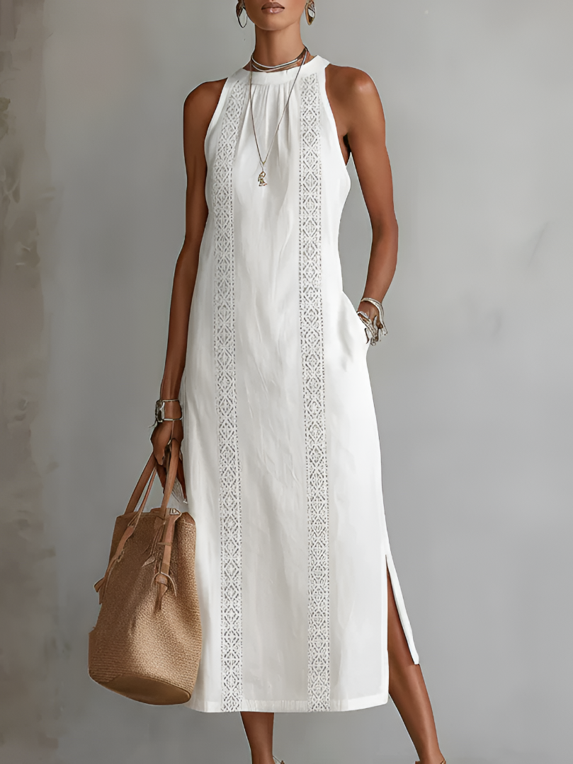 Saskia | Sleeveless Embroidered Midi Dress