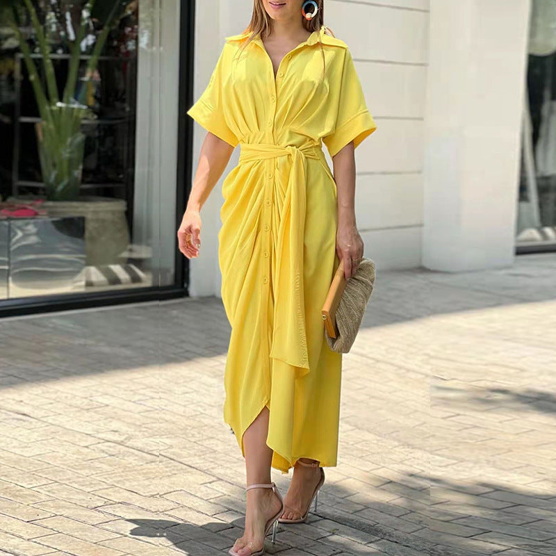 Patricia | Elegant Belted Shirt Dress