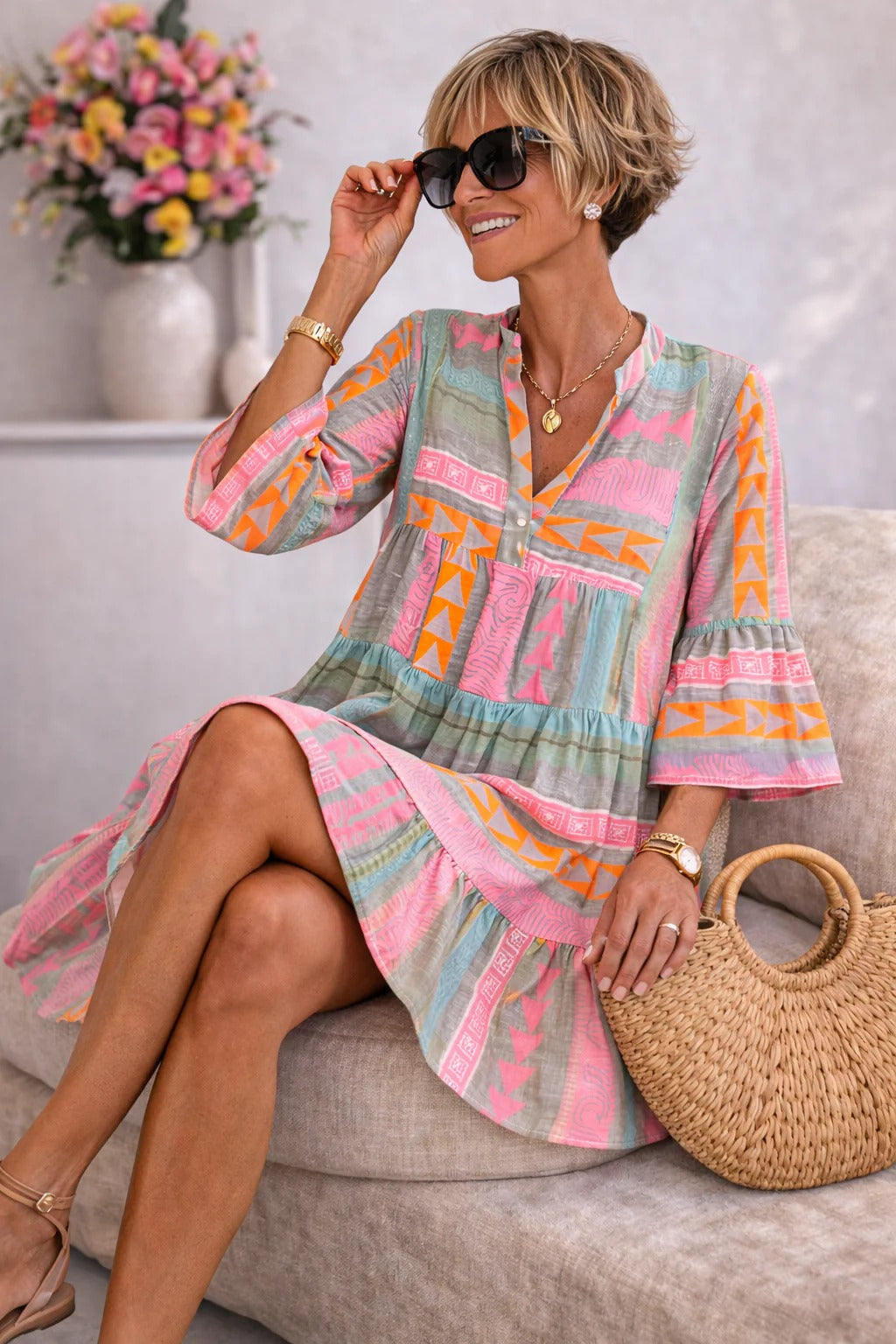 Delphi | Patterned Flowing Midi Dress
