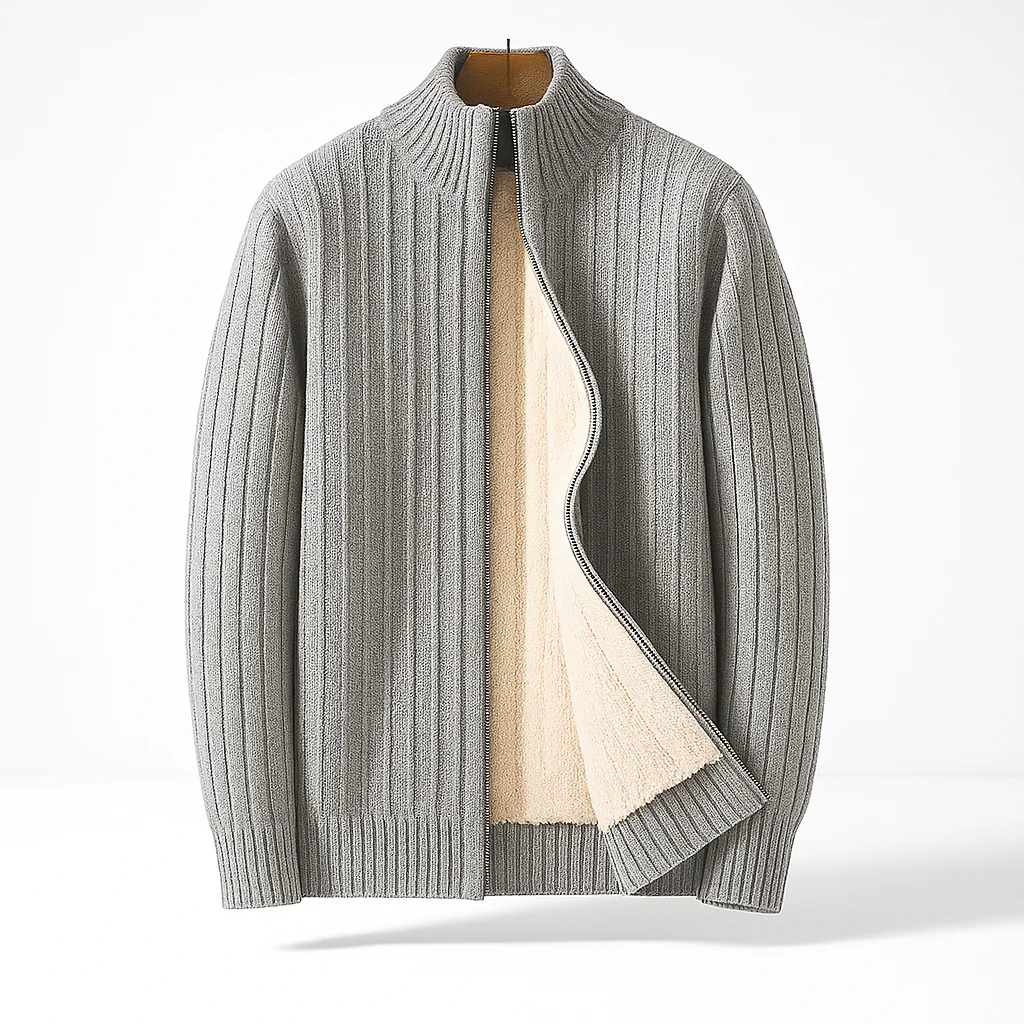 Harvey | Ribbed Full-Zip Cardigan