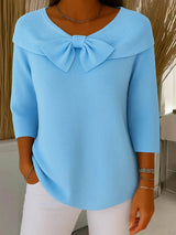 Nerissa | Bow-Neck Ribbed Top