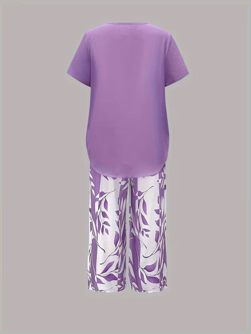 Felicity | Relaxed Leaf-Print Two-Piece Set