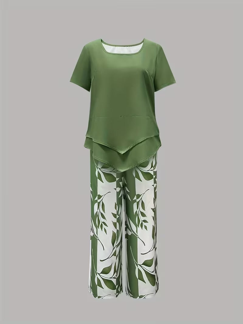 Felicity | Relaxed Leaf-Print Two-Piece Set