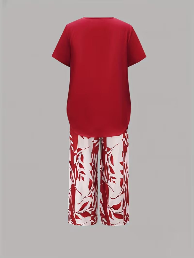 Felicity | Relaxed Leaf-Print Two-Piece Set