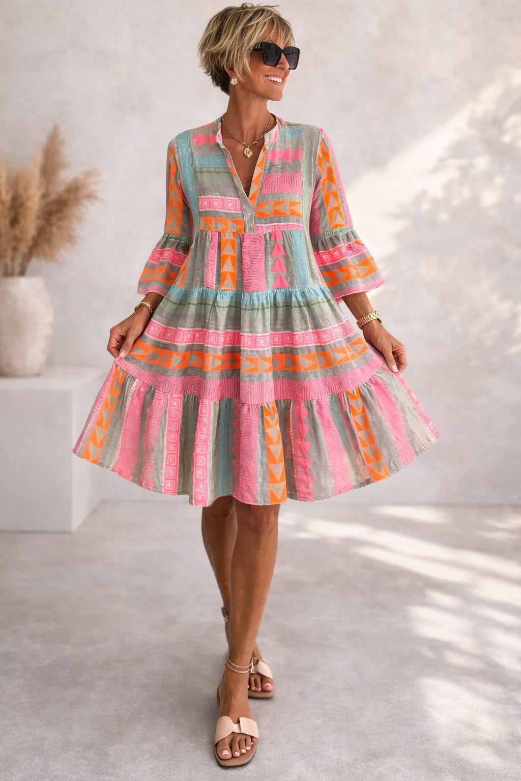 Delphi | Patterned Flowing Midi Dress