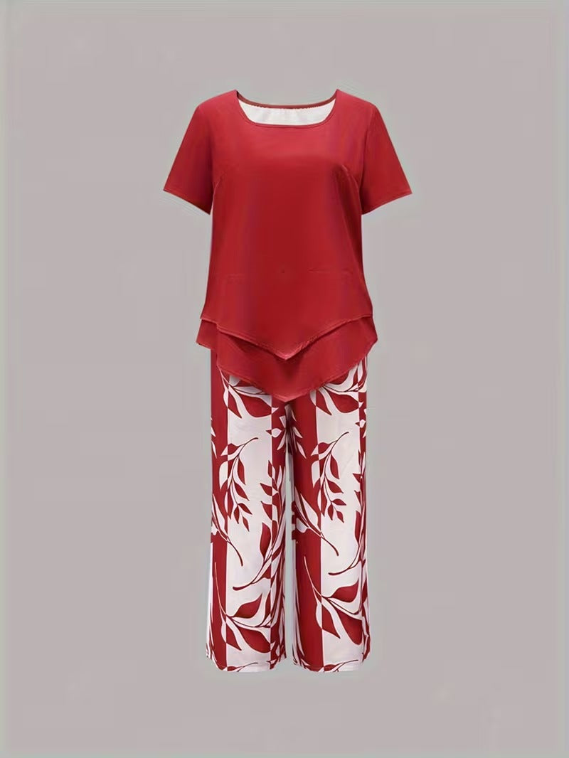 Felicity | Relaxed Leaf-Print Two-Piece Set