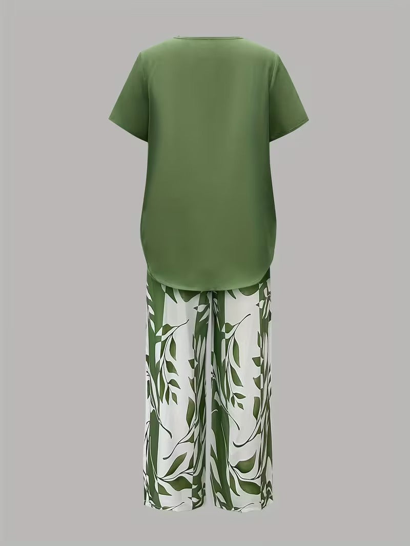 Felicity | Relaxed Leaf-Print Two-Piece Set