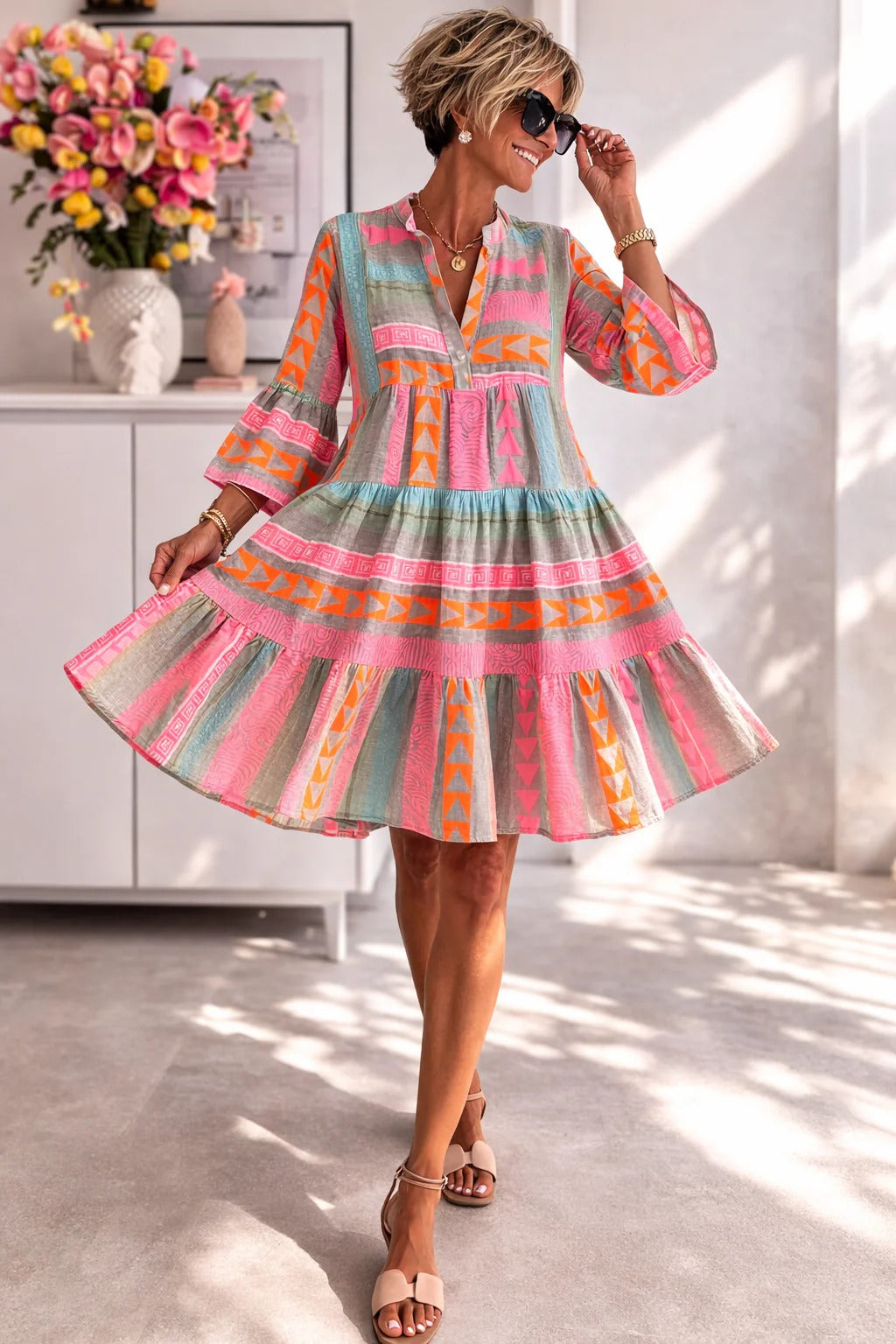 Delphi | Patterned Flowing Midi Dress